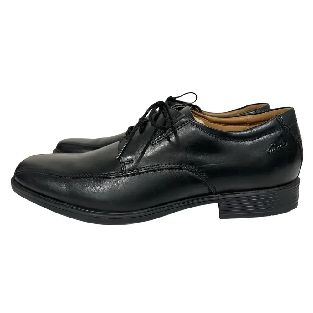 Clarks Tilden Walk Oxford Black Leather Size Mens 9.5M